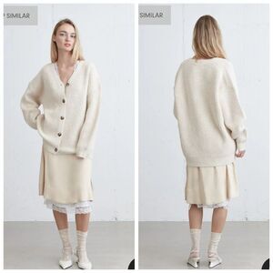 Oak + Fort Tan Chunky Knit Cardigan Oversized S-m NWT